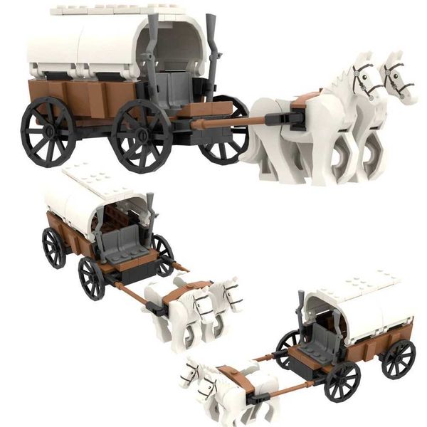 Blocks City Creativity Middle Ages Western Carriage Model Building Blocks Bricks Toys For Kids New YearS Gift H240104