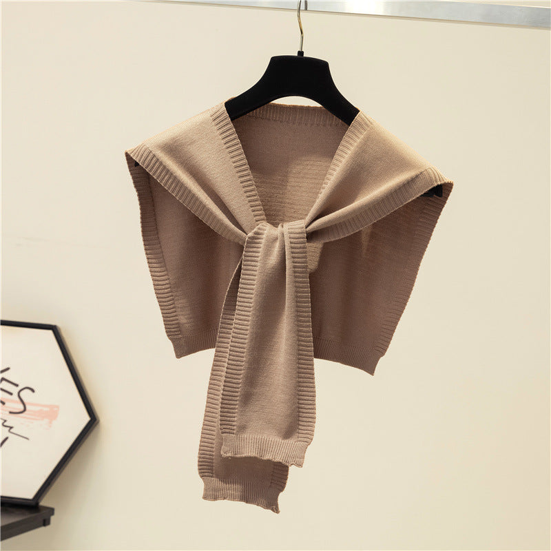 K855 Shawl outerwear decoration summer sun protection ice silk solid color thin knitted air conditioning shawl knotted scarf small waistcoat
