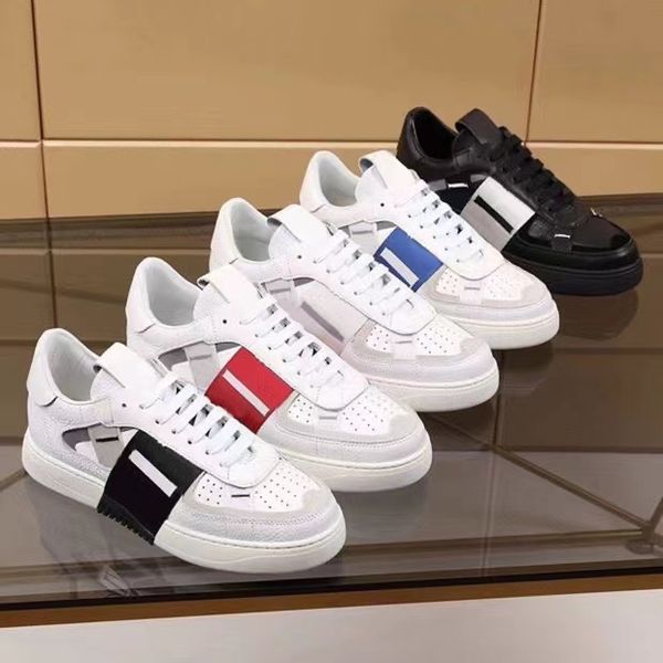 Designer Shoes Splicing Trendy Sneakers Punk Low Men Women Genuine Leather Flat Print White Black Sport Skateboarding Casual trainers With b