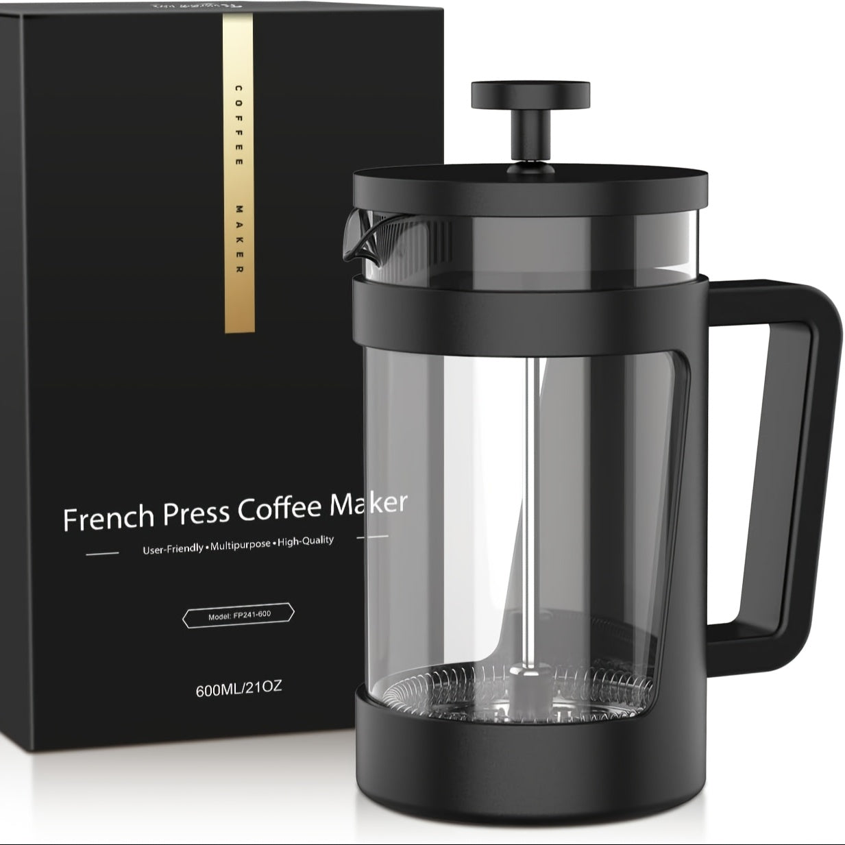 TEMU Rainbean Coffee Maker - Heavy-duty Glass Coffee Press With 3-level Filtration System, , - Ideal For Home, Office, Lovers - Compatible With