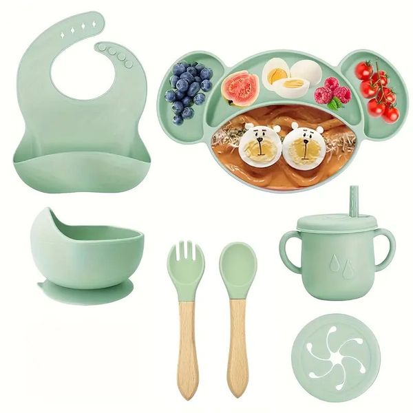 Suction Cup Baby Food Tray Set Includes Plates, Bowls, and Chew Toys