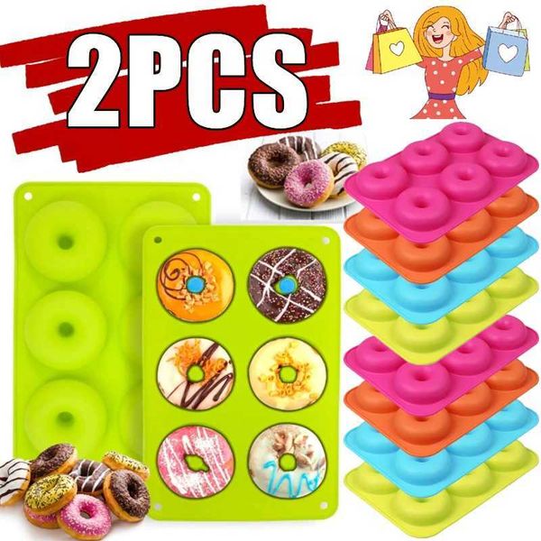 Newest 2-1PC Silicone Muffins Donut Mold 6 Holes Baking Mould Non-Stick Baking Pastry Chocolate Cake Dessert DIY Bakeware ToolsC241030