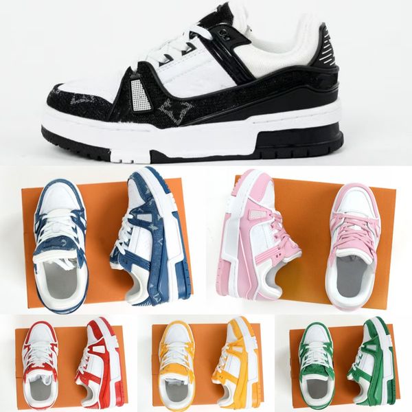 Kids Shoes Casual Boys Girls Trainer Children Youth Sport Sneakers Kid Leather Luxury Shoe Yellow White Red Blue Black Outdoor Toddlers Snea