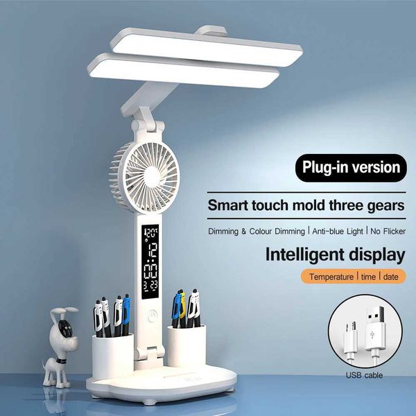 180 rotatable foldable eye protection reading night light LED clock desk light USB rechargeable-plug-in dimmable desk light Z241123