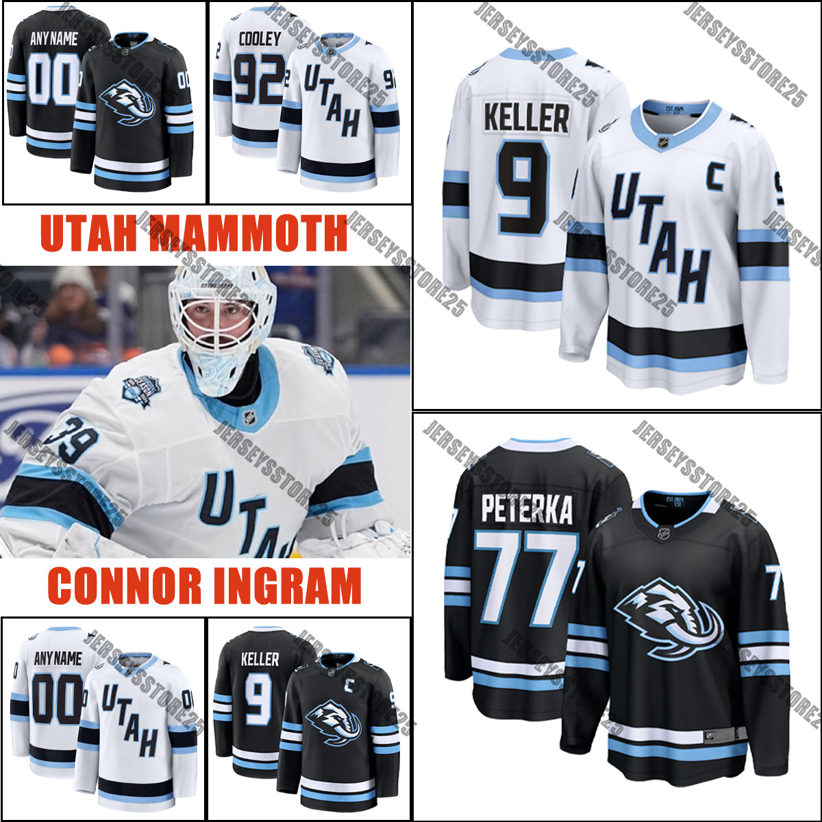 Men&#039;s Utah Mammoth Clayton Keller Mikhail Sergachev Liam O&#039;Brien Logan Cooley Stitched Nick Schmaltz Hockey Jersey