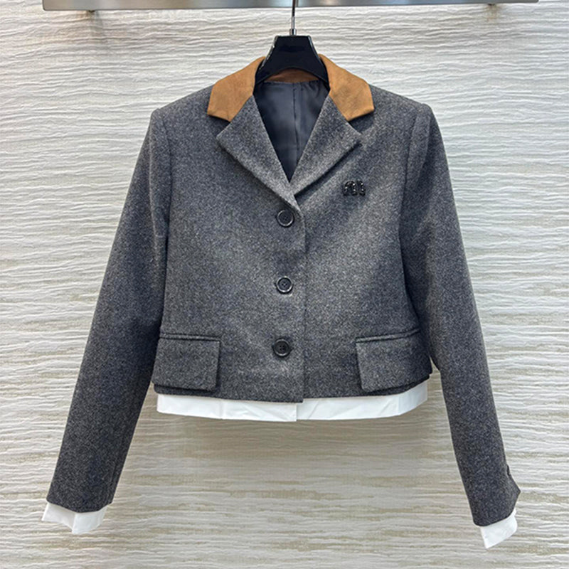 Designer Womens Wool Coat Womens Outerwear Girls Feeling Mens rhinestone Academic atmosphere leisure time