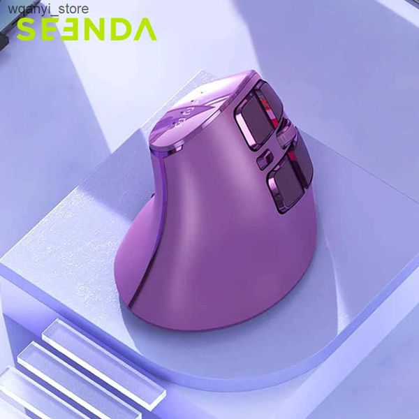 Mice SEENDA Ergonomic Mouse Rechargeable Bluetooth 5.0 3.0 2.4g USB Wireless Vertical Mouse for Mac Windows Computers Purple Mice L240910