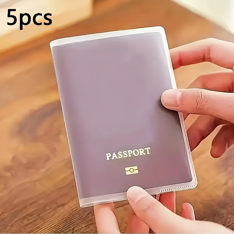 TEMU 5pcs Durable Scratch-resistant High Quality Transparent Passport & Card Holder Sleeves - Lightweight Plastic Document Protectors With Multiple
