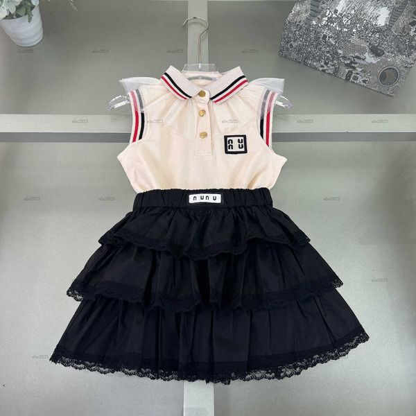 Classics girls dress sets Summer T-shirt set baby overskirt kids designer clothes Sleeveless POLO T-shirt and cake-shaped skirt