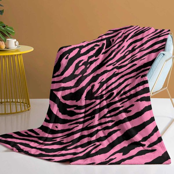 Pink Leopard Print Throw Blanket Zebra Skin Warm Plush Blanket Children Adult Sofa and Bed Teenagers Y241022