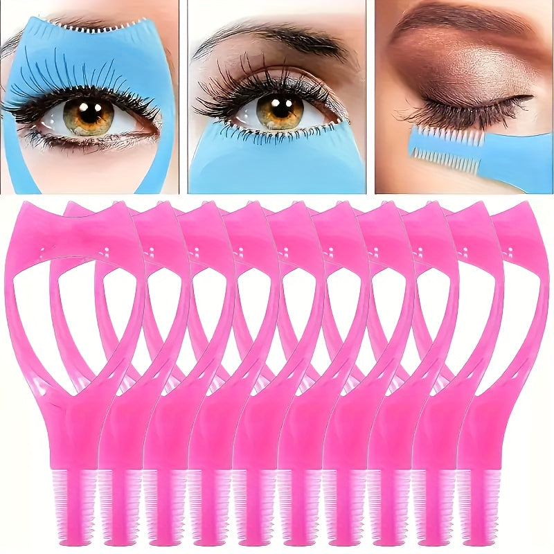 TEMU 10pcs Eyelash Makeup Aids For Upper And Lower Lashes 3-in-1 Eyelash Card Mascara Protection Applicator Guide Assistant With Eyelash Comb Makeup