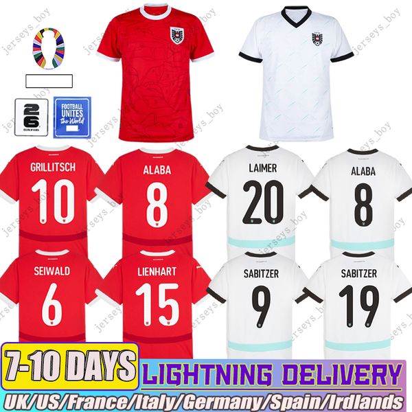 24 Austria Jerseys 8 Alaba 20 Laimer 9 Sabitzer 6 Seiwald Soccer Jersey Arnautovic Football Shirt Home and Away Shirts camisetas de futbol L