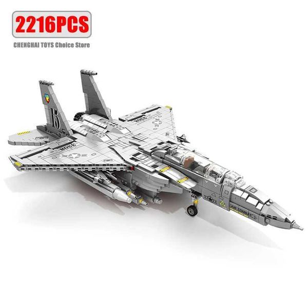 Blocks Military Aircrafts Weapons USA F-15E Fighter Model Building Blocks MOC Large Armed Airplanes Figures Kids Toys Boys Gifts Y2501129DXB