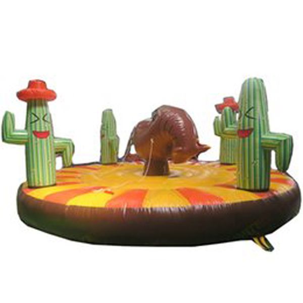 Kids Cactus Inflatable Rodeo Bull Ride Games Bungee Pull mechanical Bull Riding Inflatable Bouncer For Interactive Amusement