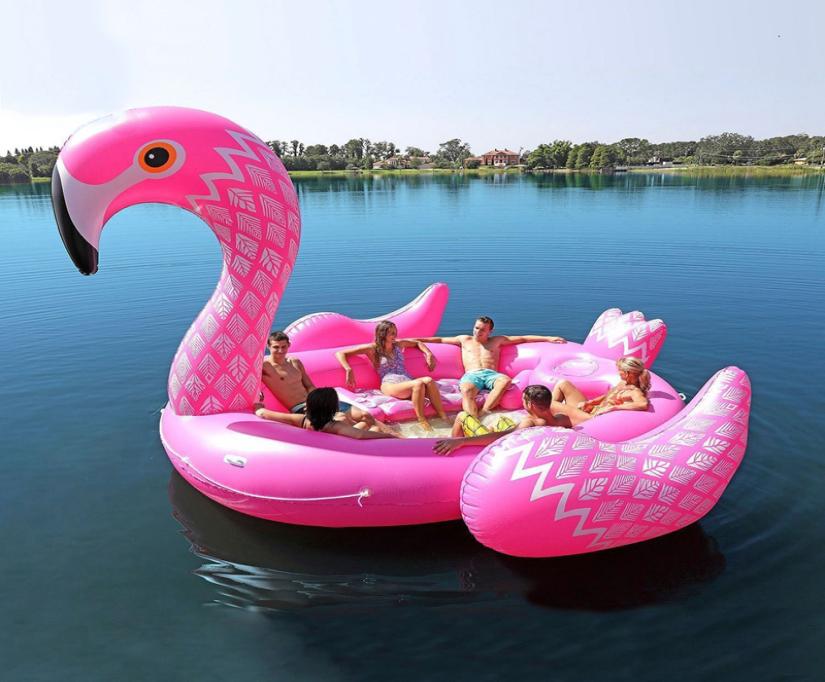 67 Person Inflatable Giant Pink Flamingo Pool Float Large Lake Float Inflatable Float Island Water Toys Pool Fun Raft3466139