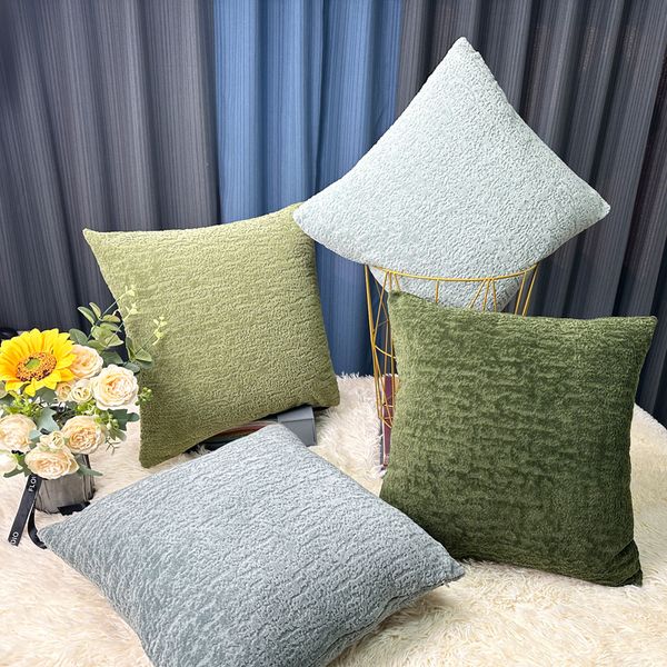 Solid color soft pillow cover classic cushion green stone pattern series high-end sofa pillowcase