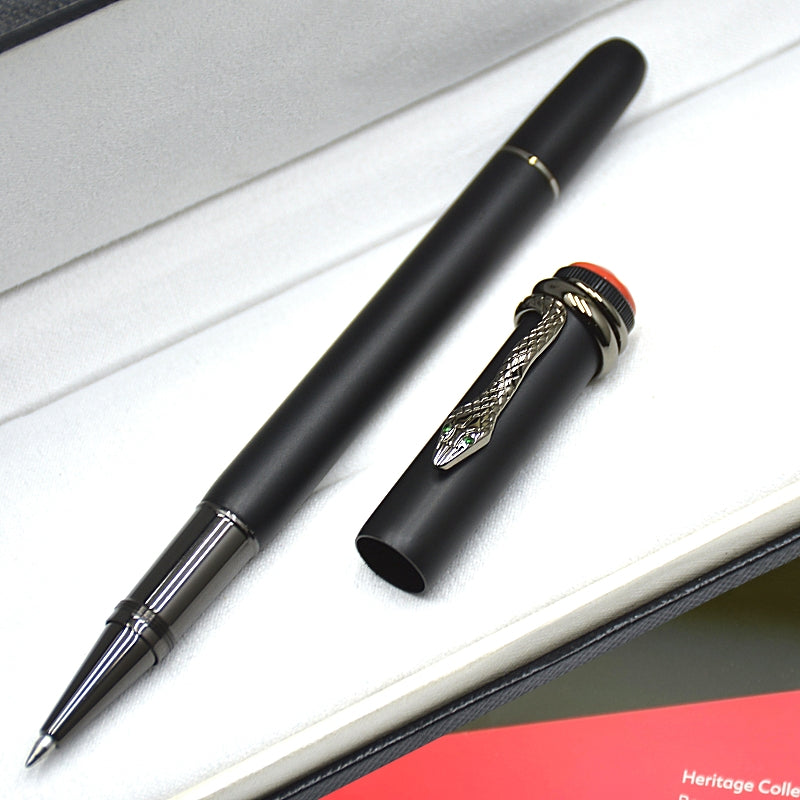 Limited Edition Heritage Collection Rollerball Pen Ballpoint Pen Unique Matte Black And Snake Clip Design Office School Writing Ink Fountain Pens