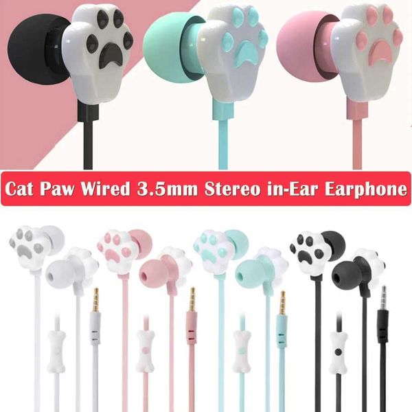 Cat Paw Earbuds Stereo 3.5mm In-Ear Headphones with Mic Earpiece Fashion Sports Wired Headset for Smartphone MP3 iPad PC Music Y240823