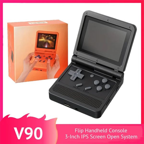 Portable Game Players POWKIDDY V90 Retro Video Handheld Console 3 Inch IPS Screen Mini For Kids Adult GB GG DE Arcade Gaming Gift 231117