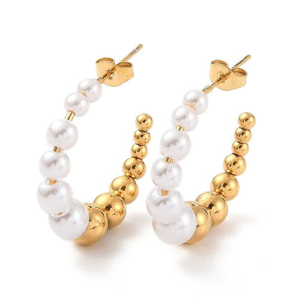 Boucles d'oreilles rondes en acier inoxydable 304 avec placage ionique (IP)