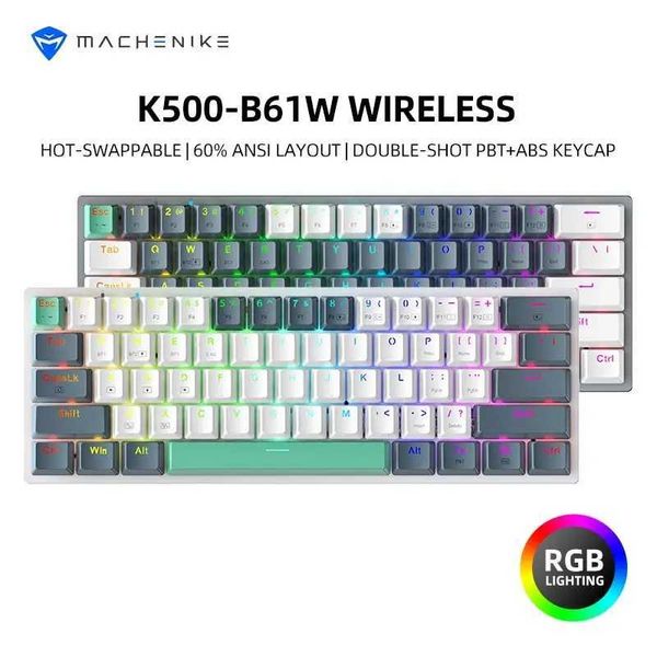 MACHENIKE K500-B61W Wireless Mechanical Keyboard 60% ANSI Layout Hot-swappable Tri-mode RGB Wireless Gaming Keyboard For GamerLX241031