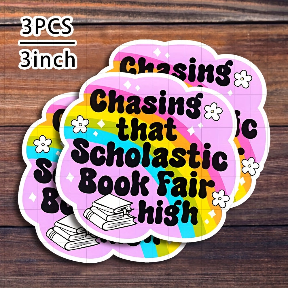 TEMU 3pcs That Stickers - 3 Inch Waterproof Vinyl Decals, Reusable Glossy Uv-protected Stickers For Laptops, Water Bottles, Notebooks - Cute Bookish