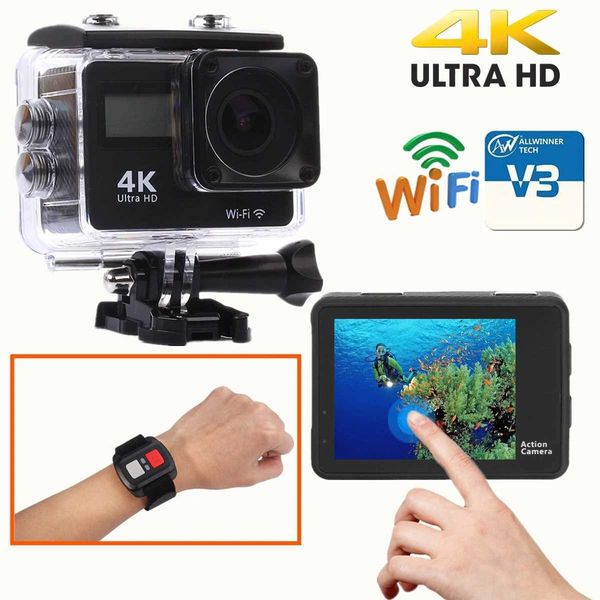 4K Ultra HD Action Camera Dual IPS LCD WiFi 20MP 170D Network Camera DVR 30M Waterproof Sports DV Helmet Video Camera Allwinner V3 M241104