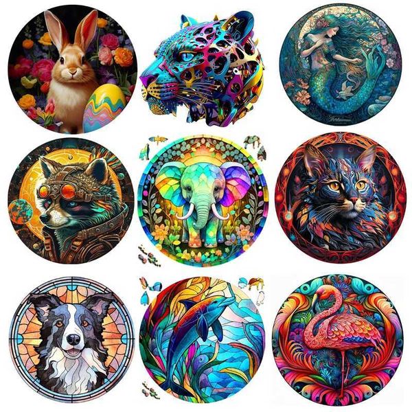 Animal Jigsaw Puzzles 300pcs Wooden for Adults Kids Birthday Gifts Unique Dog Puzzle 3D Family Games Toys A3A4A5 SIZE Y240812