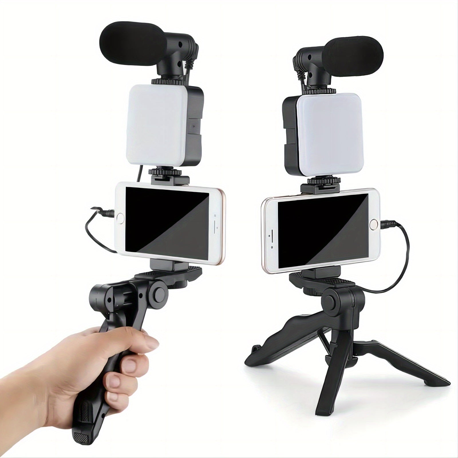 TEMU Podcast And Video Blogging Kit - Record Your Own And Video Like Your ! Folding Tripod, Led Lights And Microphone