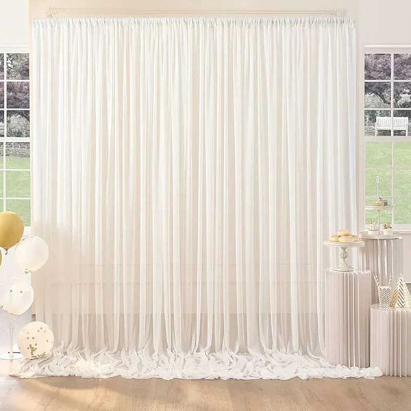 Chiffon Curtain Wedding Party Backdrop Baby Shower Drape Hotel Banquet Wrinkle Free Photo Background Wedding Curtain Decoration Y240824