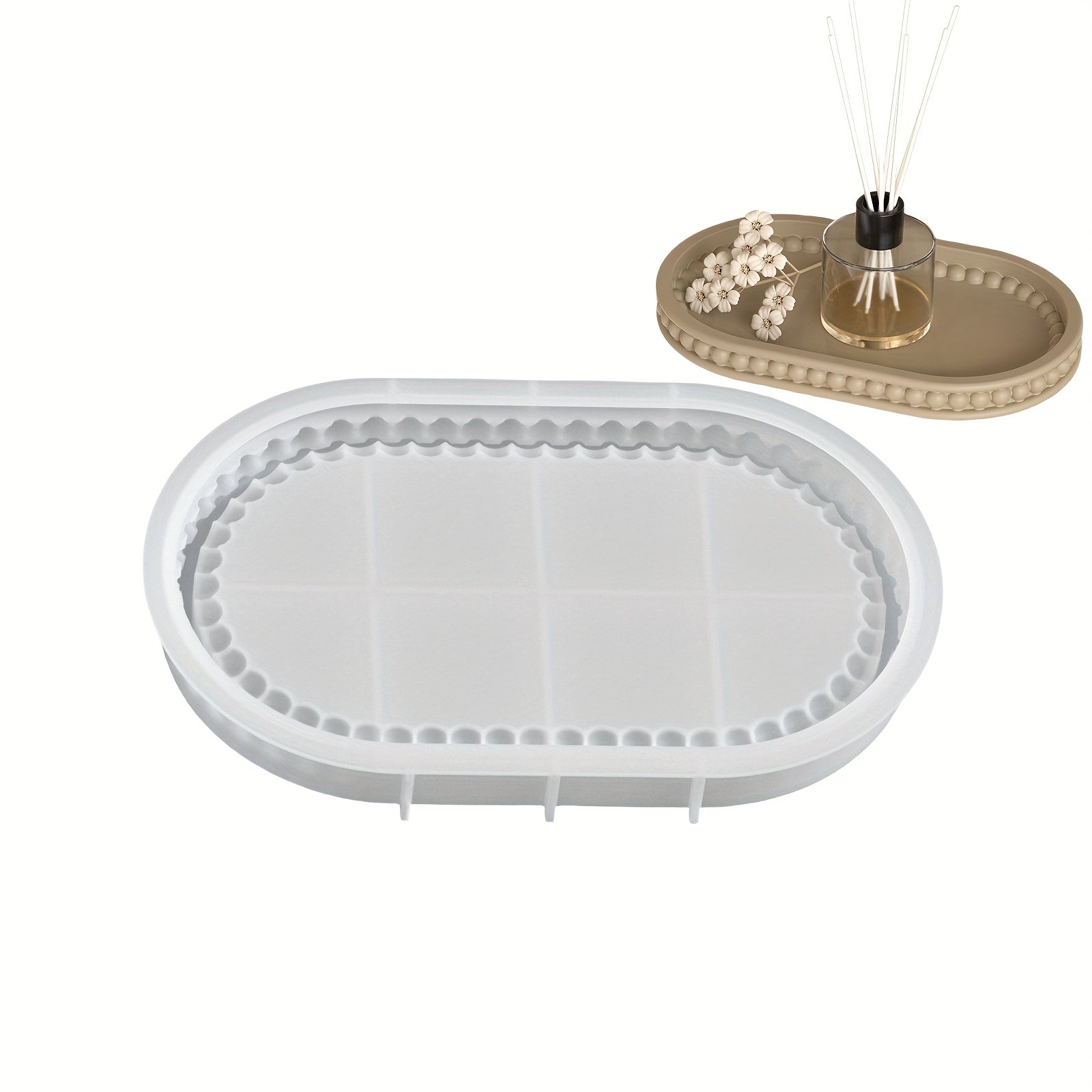 TEMU Oval Silicone Mold With Bubble- Design For Epoxy Casting, Clay, Resin & Wax - Reusable Craft Mold For Jewelry Bead Plates, Home Decor Trays,