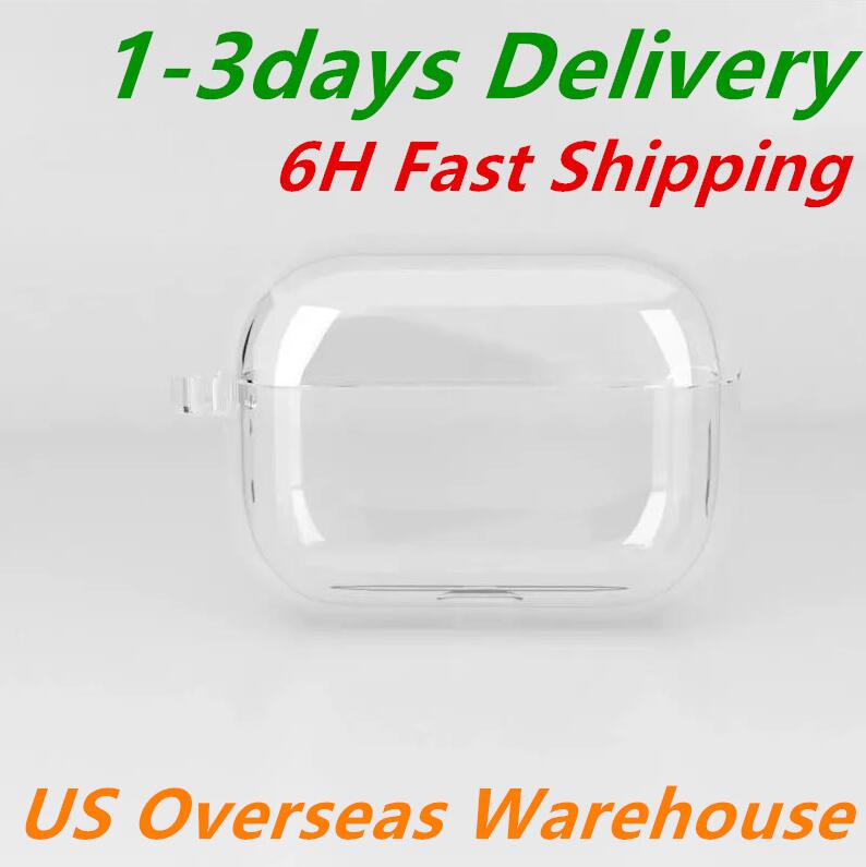 US Warehouse For Airpods Pro 2 3 4 Max Headphone Accessories Earphones Transparent TPU Silicone Waterproof Protective case Headset cover case