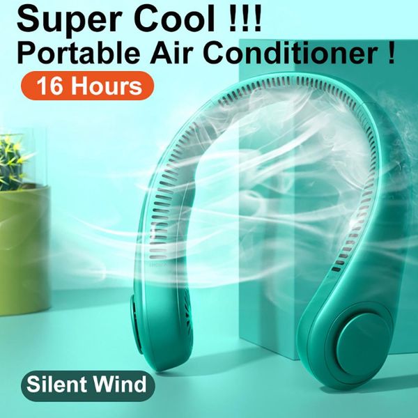 Portable Air Coolers Mini Bladeless Fan NeckFan 2400 mAh USB Rechargeable Mute Sports 3-speed adjustable Fans For Home Outdoor lazy hanging