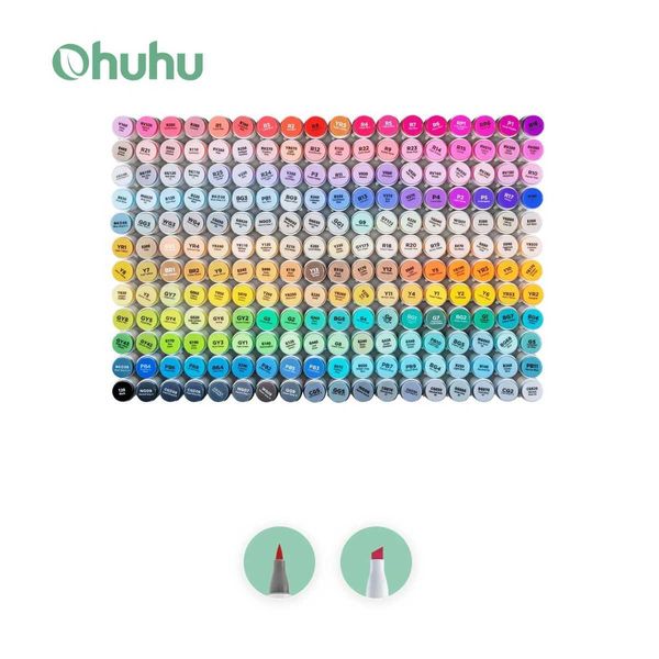 Watercolor Brush Pens Markers Ohuhu Honolulu 216 Color Marker Pen Set Oily Alcohol Art Markers Dual Brush Felt Pen Sketching Drawing Manga A