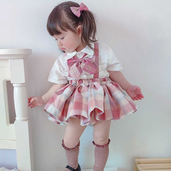 Skirts Baby Girl Skirt Suit Children Summer Clothes Kids Strap Skirt Bow 2 Pieces Toddler Super Cute costumes Tutu Skirt 0 1 2 3 4 Year T230