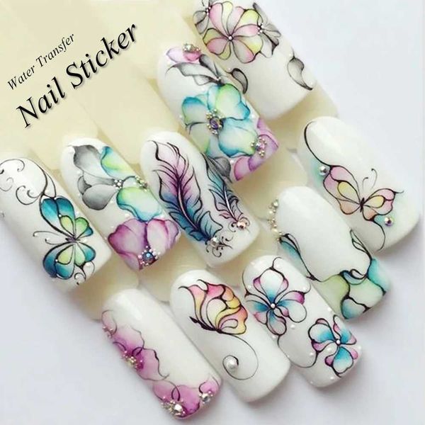 1 Sheet Water Decals Nail Art Stickers s Cartoon New Designs Watermark Transfer Red Colorf Manicure SASTZ501-512T250110