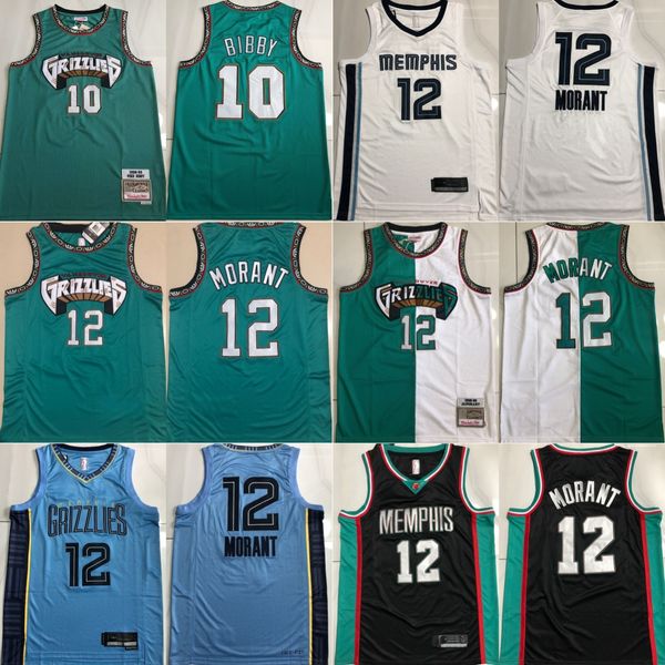 Autentic costureu camisas de basquete retrô 12 JA Morant Four_sports_jerseys