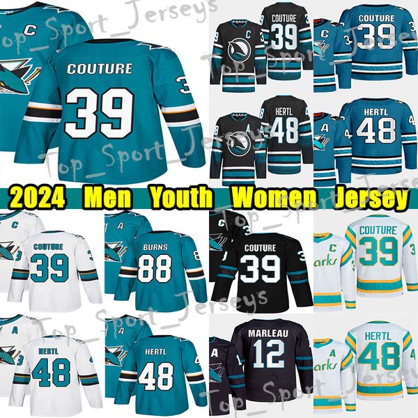#39 Logan Couture Reverse Retro hockey jersey #48 Tomas Hertl Mackenzie Blackwood Jacob Macdonald Mikael Granlund Mike Hoffman Nico Sturm Pa