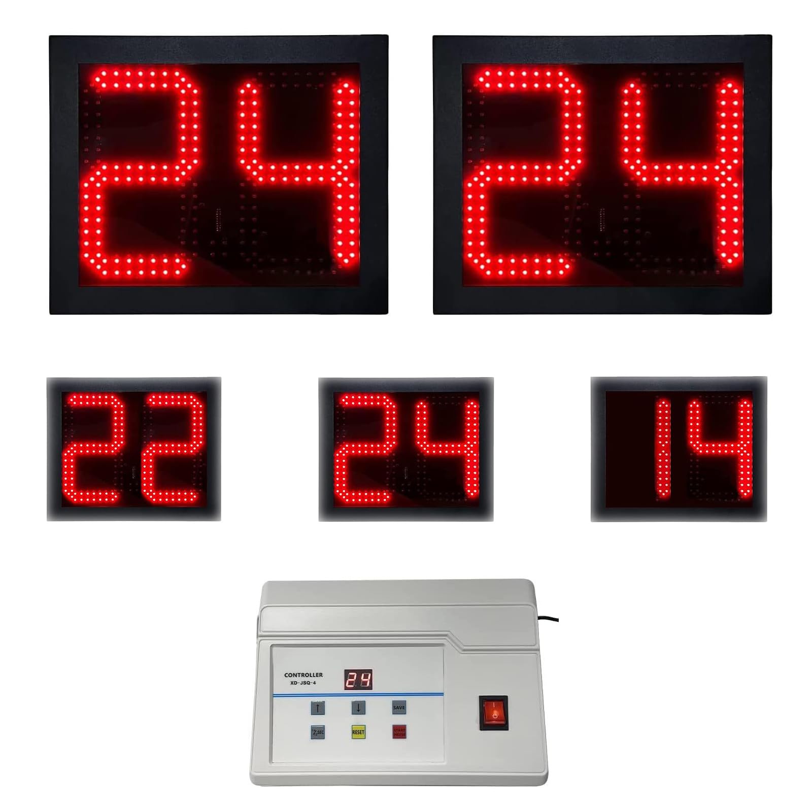 2 Pack Shot Clock Basketball with Control Panel, Portable Shot Clock Timer with 14-24-30-0-99 Seconds, with Loud Buzzer, for Outdoor Use