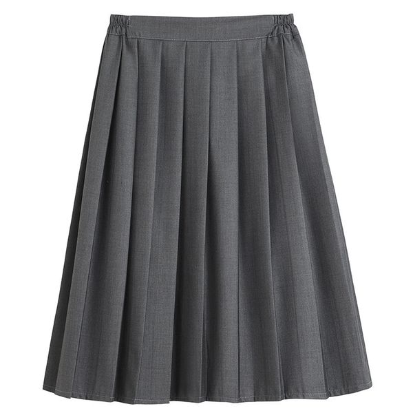 Skirts Basic Jk Ladies Skirt Summer Women&#039;s A-line Skirt Elastic Waist Dark Gray Pleated Skirt College Style Skirt Woman Skirts 230506