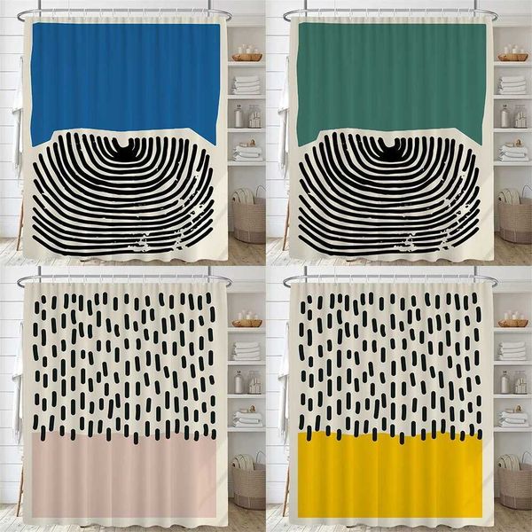 Bathro Nordic Abstract Painting Shower Curtain Medieval Minimalist Art Polter Fabric Shower Curtain 180 * 180CM withT250122