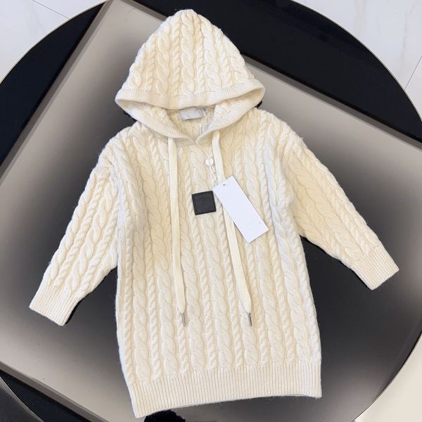Designer Kids letter knitting hoodies girls long sleeve sweater dress 2024 autumn children casual jumper S0838