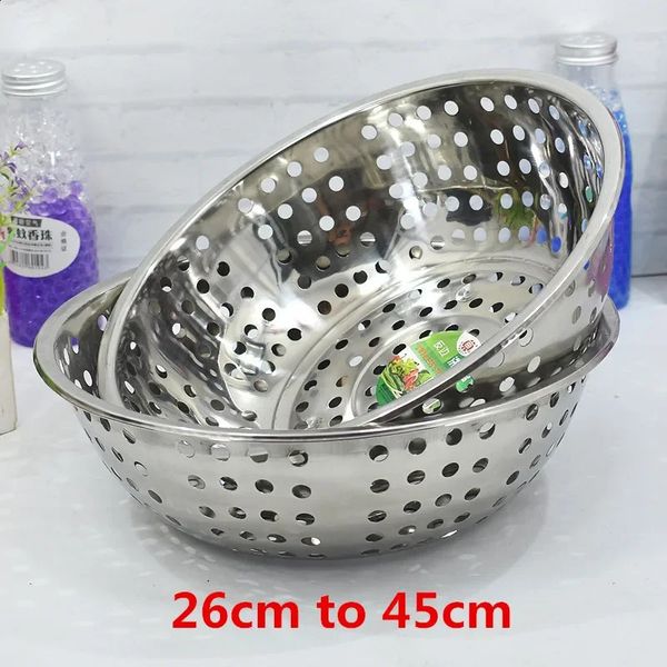 Large hole stainless steel cleaning mesh vegetables round dried fruits dry bases thick basket filter drum sieve tool 241118