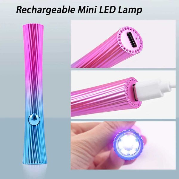 1pcs Rechargeable 3W Portable LED Nail Lamp Fast Curing Mini UV Light for Gel Nails USB Nail Dryer for Nail Polish Gel Nail Tool Y240801