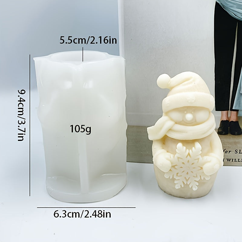 TEMU Silicone Snowman Candle Mold With Snowflake Design, Fantasy Themed Round Resin Christmas Tree Mold For Aromatherapy Candles - 1 Piece