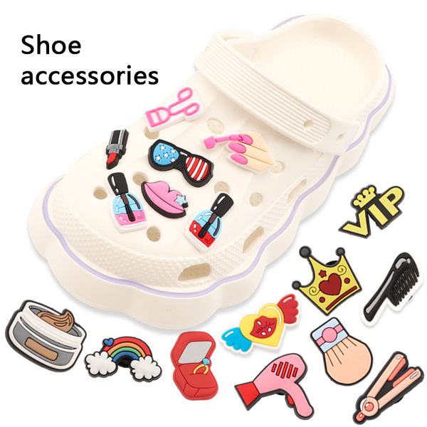 Designer Shoe Charms Women Girls Shoe for Clog Slides Sandals Pink pins Rainbow Shoes Decoration Party Gifts 1PCS