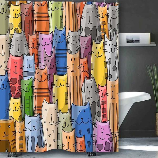 Carton animal bathroom curtains bathroom shower curtains waterproof with 12 hooks home decoration free delivery W240808