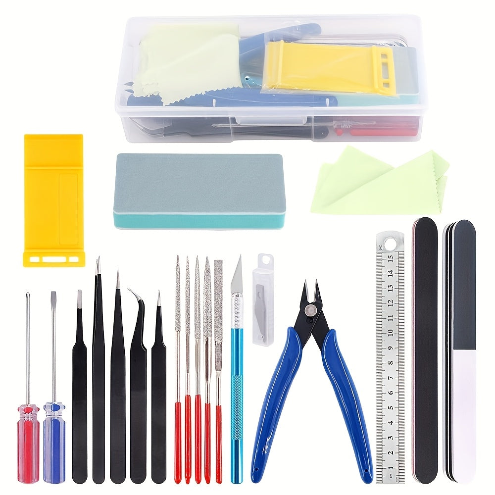 TEMU 21 Professional Model Tool Kit Craft Kit Model Maker Basic Tools Hobby Building Tool Kit Suitable For Car Model Building Restoration And