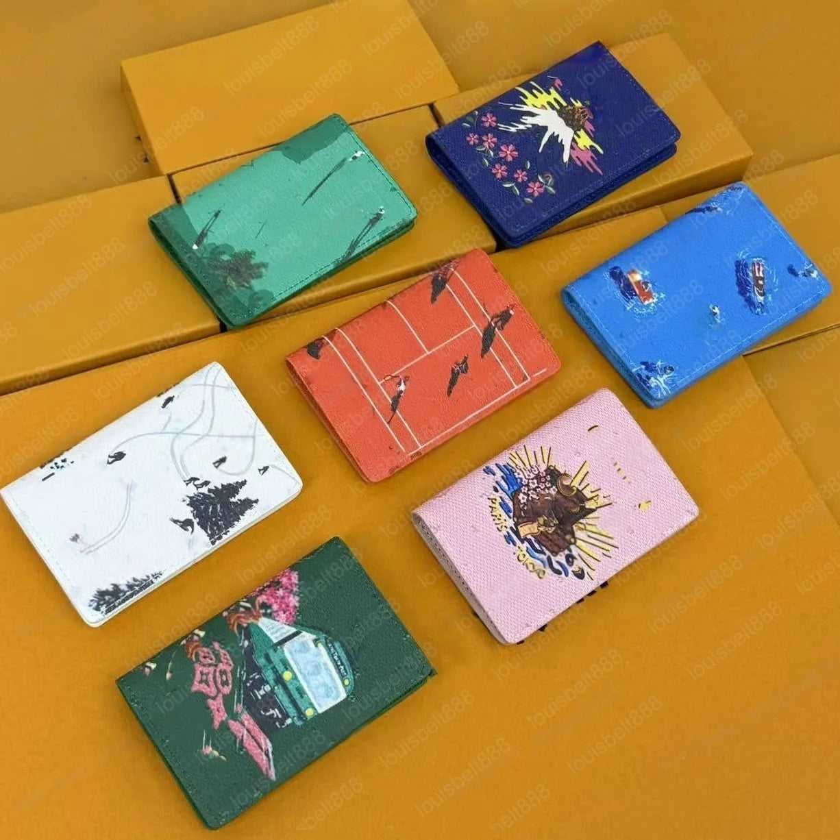 mens golf wallet cardholder designer Leather Wallets Retro Classic Card Holders Credit card package Purse multiple colors porte feuille with box Fre