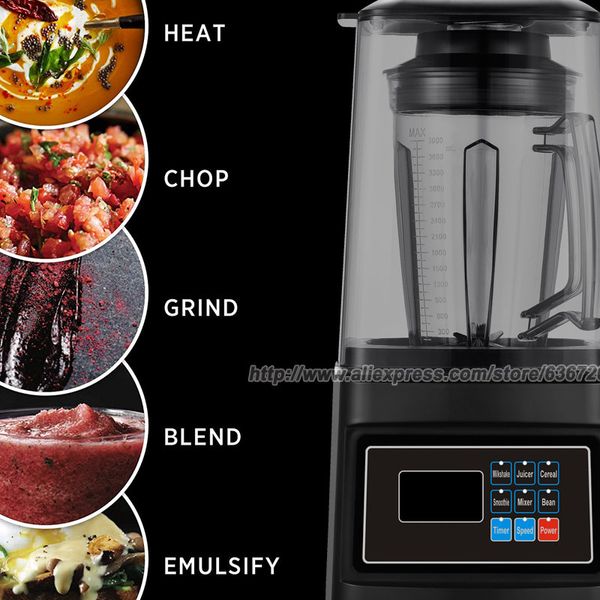 Commercial Smoothie Blenders, 3.9L - 132oz 2800W Countertop Silent Blender - Quiet Blender Multifunctional 2-in-1 Wet Dry Blades